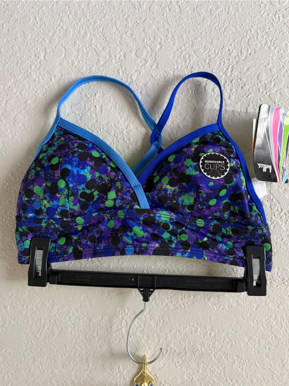 NWT Dolfin Bellas Sports Bra Style Bikini Bathing Suit Top Teen M Purple Blue